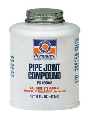 Container of Permatex Pipe Joint Compound with caution labels, 16 FL. OZ. size.