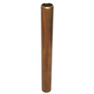 A long cylindrical brass tube on a white background.