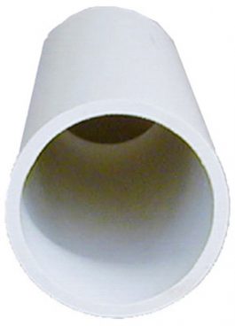 A white PVC pipe end showing the interior and exterior surfaces.