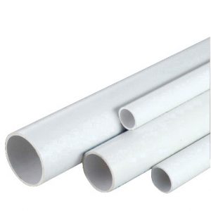 Three white PVC pipes on a light background.