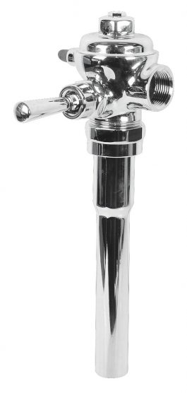 Chrome beer tap with lever on a white background.