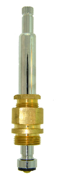 A vertical image of a metal and brass thermostatic radiator valve isolated on a white background.