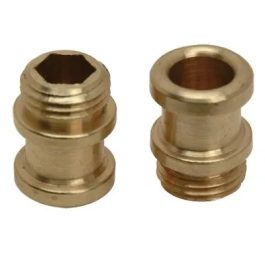 Two brass compression fittings on a white background.