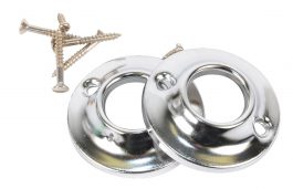 Two metal ring-shaped pad eye plates with screws on a white background.