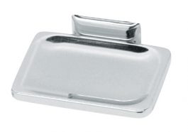 A clear glass rectangular butter dish with matching lid on a white background.