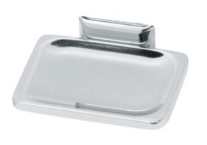 A clear glass rectangular butter dish with matching lid on a white background.