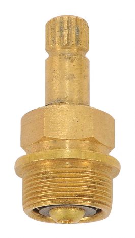 Brass faucet aerator against a white background.