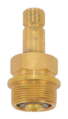 Brass faucet aerator with threaded connection on white background.
