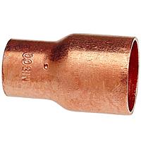 Copper pipe fitting with a larger opening on one end than the other.