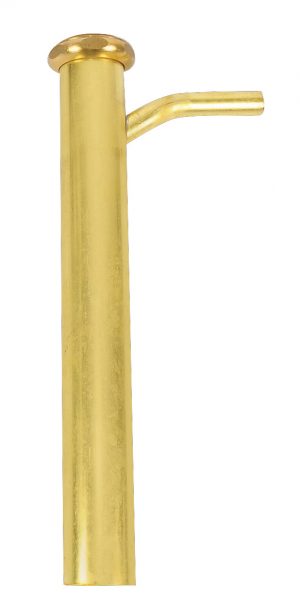A golden slide whistle isolated on a white background.