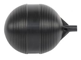 Black ribbed rubber plunger head with a narrow handle attachment.