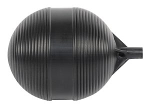 Black ribbed rubber plunger head with a narrow handle attachment.