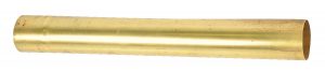 A long brass tube with a polished surface on a white background.