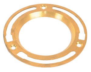 A circular brass mechanical component with multiple holes and cutouts on a white background.