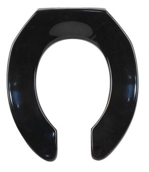 A black, horseshoe-shaped object against a white background.