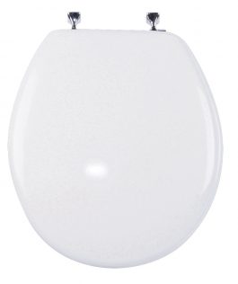 White closed toilet seat isolated on a white background.