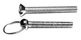 Two silver concrete screws, one with a hex head and one with a looped head.
