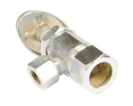 A metal BNC connector for coaxial cables on a white background.