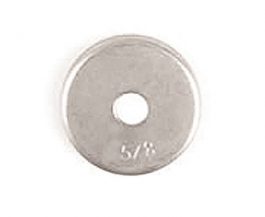 A single metal washer with a central hole, labeled 5/8", on a plain background.