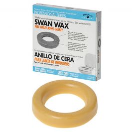 A toilet wax ring and its packaging box on a white background.