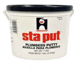 Container of Hercules Sta Put plumber's putty, 7 lbs, isolated on a white background.