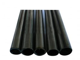 Several black steel pipes against a white background.