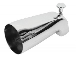 Shiny chrome boat exhaust pipe against a white background.
