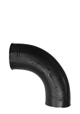 Black rubber hose with a 90-degree bend against a white background.