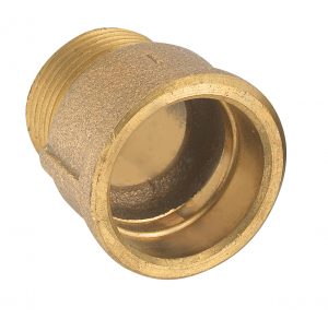 A brass plumbing check valve with threaded male connection.