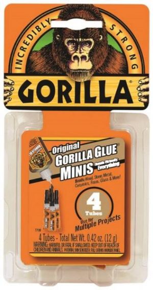 Packaging for Gorilla Glue Minis with four small tubes included.