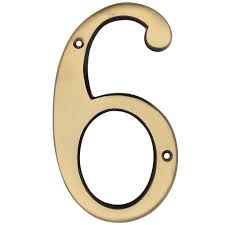 HOUSE NUMBER SOLID BRASS 6" #6