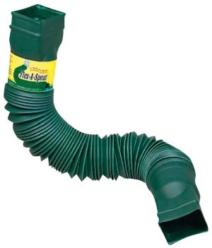 A flexible green downspout extension for gutter systems.