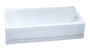 White rectangular bathtub isolated on a light background.