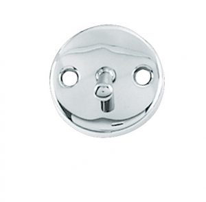 Chrome door hook attachment with a keyhole and two screw holes on a white background.
