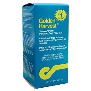 A box of Golden Harvest Universal Wheat Wallpaper Paste against a white background.
