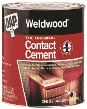A can of Weldwood original contact cement for various surfaces.