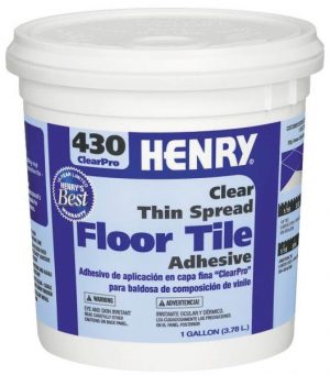 A 1-gallon bucket of HENRY 430 ClearPro Thin Spread Floor Tile Adhesive.