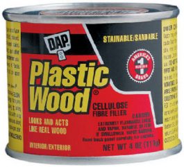 A can of DAP Plastic Wood cellulose fibre filler for interior and exterior use.