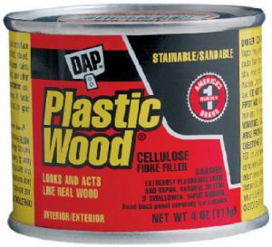 A can of DAP Plastic Wood cellulose fibre filler for interior and exterior use.