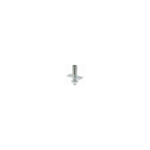 A metal rivet with a flat head on a white background.