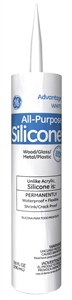 Tube of all-purpose silicone sealant on a white background.