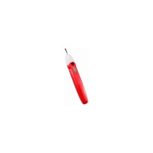 A red and white seam ripper tool on a white background.