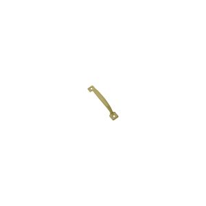 Gold-colored metal cabinet handle isolated on white background.