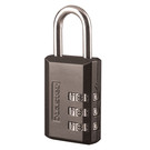 Combination padlock with numbers on white background.