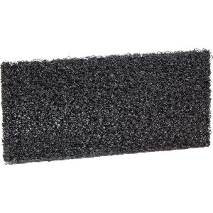 Black abrasive scouring pad on a white background.