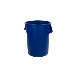A plain blue plastic bucket isolated on a white background.