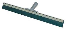 Floor squeegee with a long rubber blade and a metal handle.