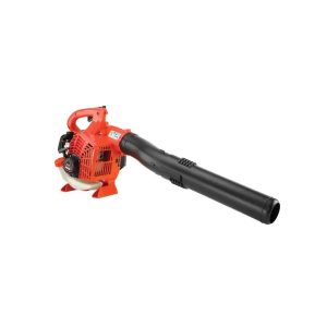 Red handheld gas-powered leaf blower on a white background.