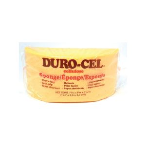 Packaged cellulose sponge labeled "DURO-CEL" in English, French, and Spanish.