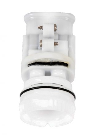 White ceramic electrical fuse on an isolated background.